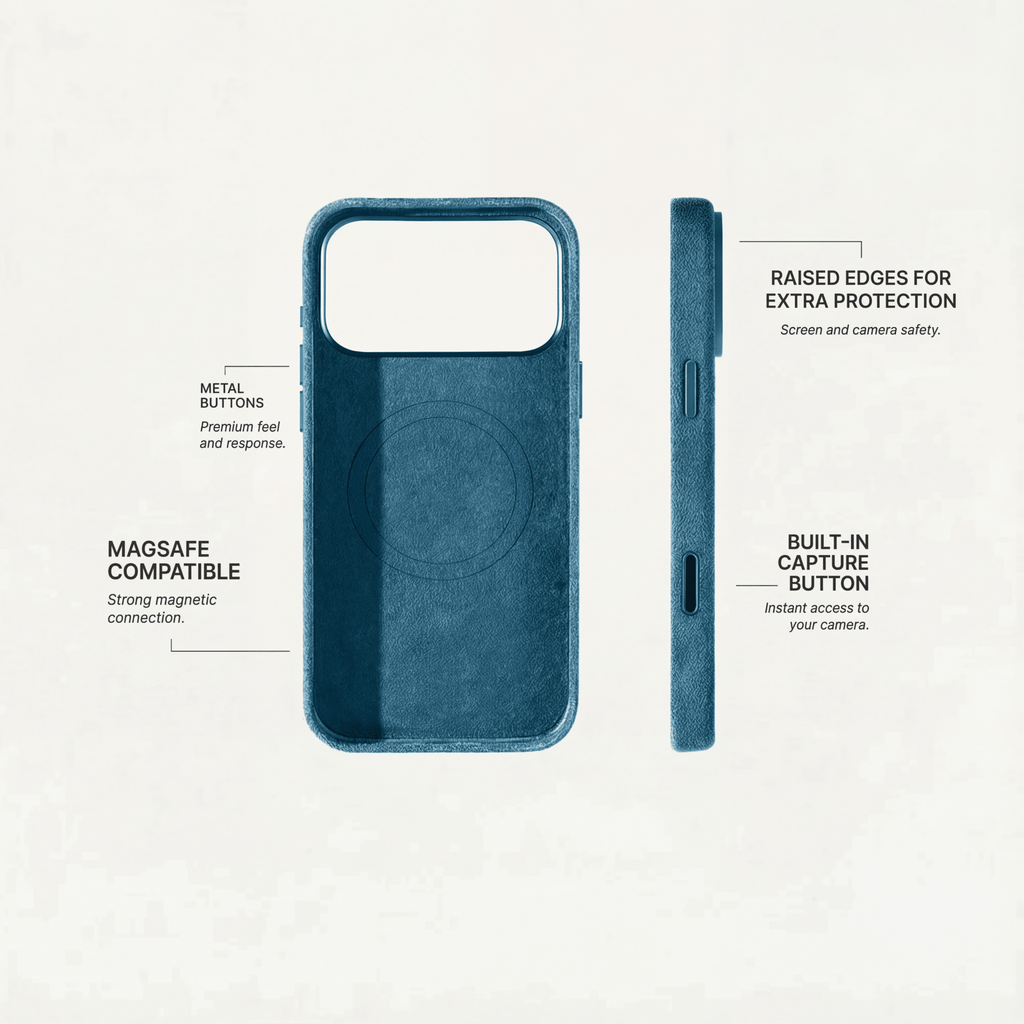 Phone Alcantara Case - Ocean Blue