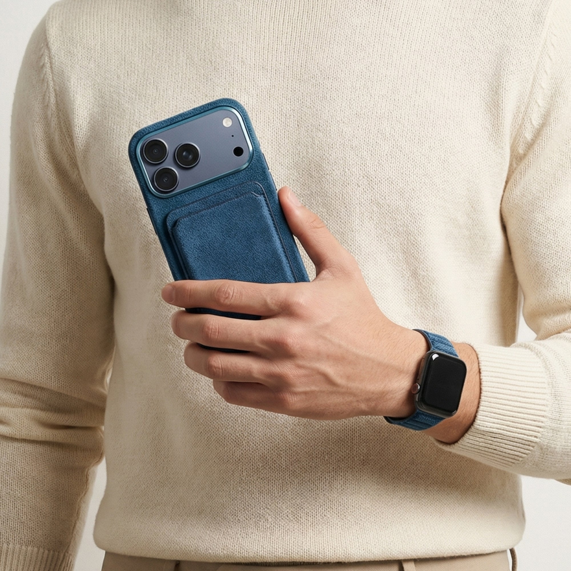 Phone Alcantara Case - Ocean Blue