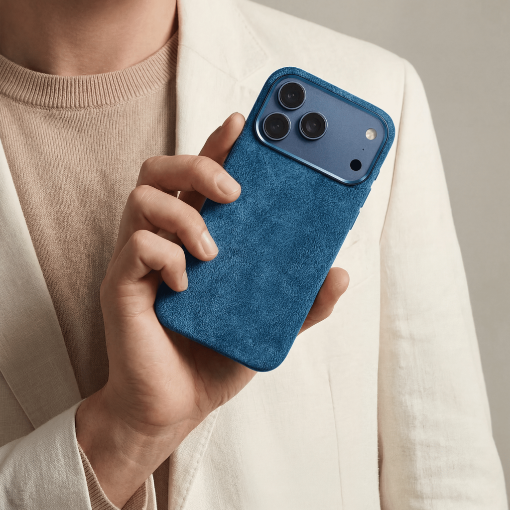 Phone Alcantara Case - Ocean Blue