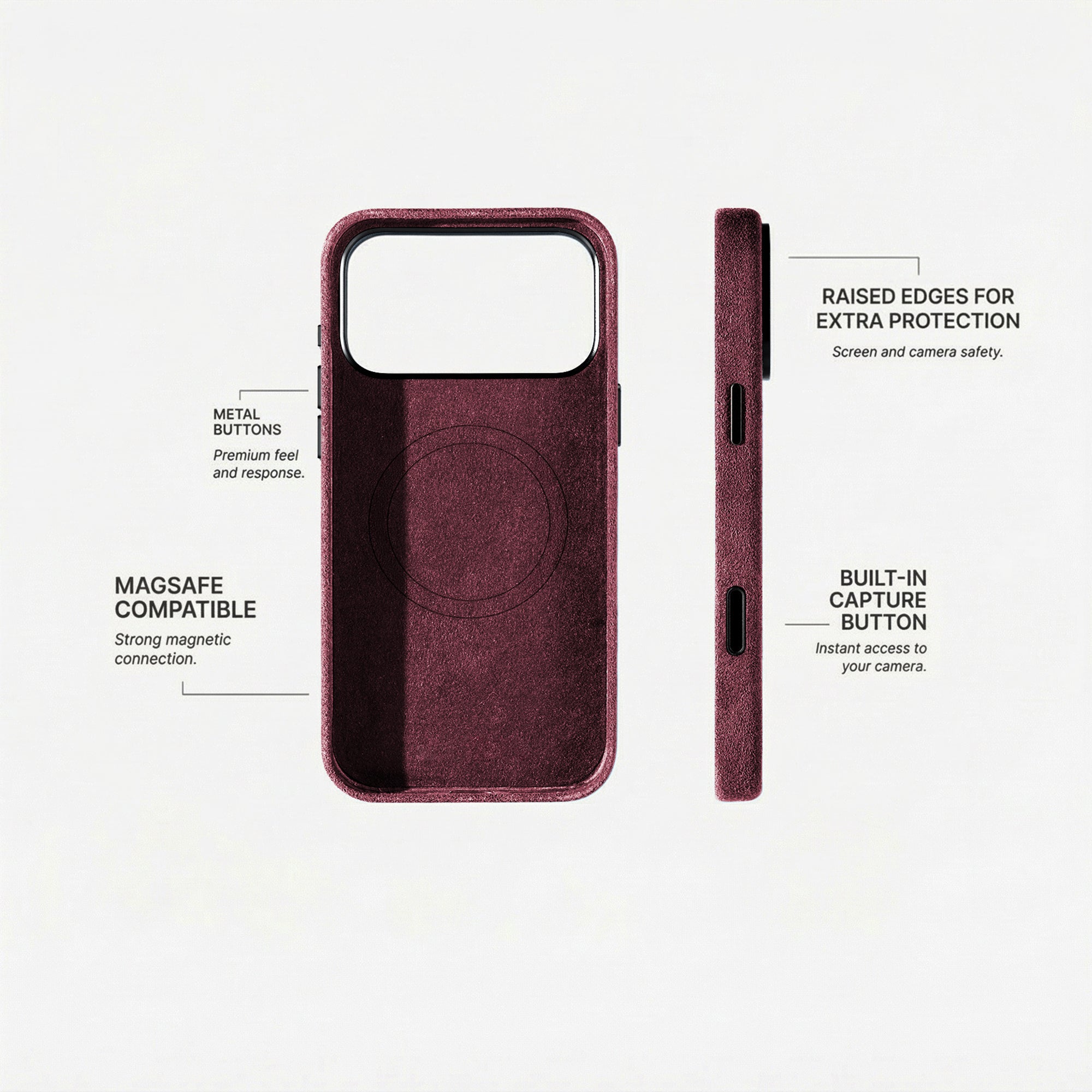Phone Alcantara Case - Wine Red
