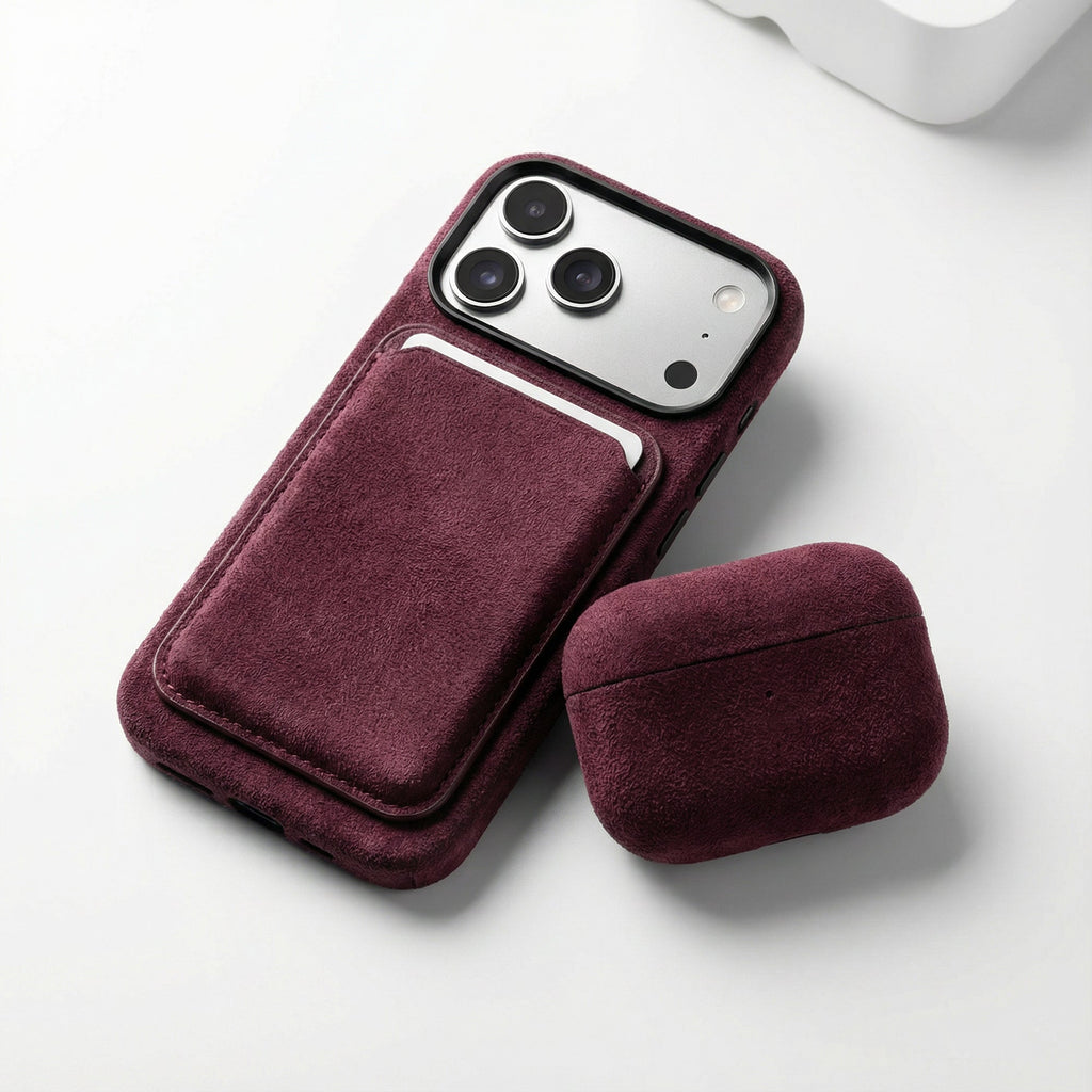Phone Alcantara Case - Wine Red