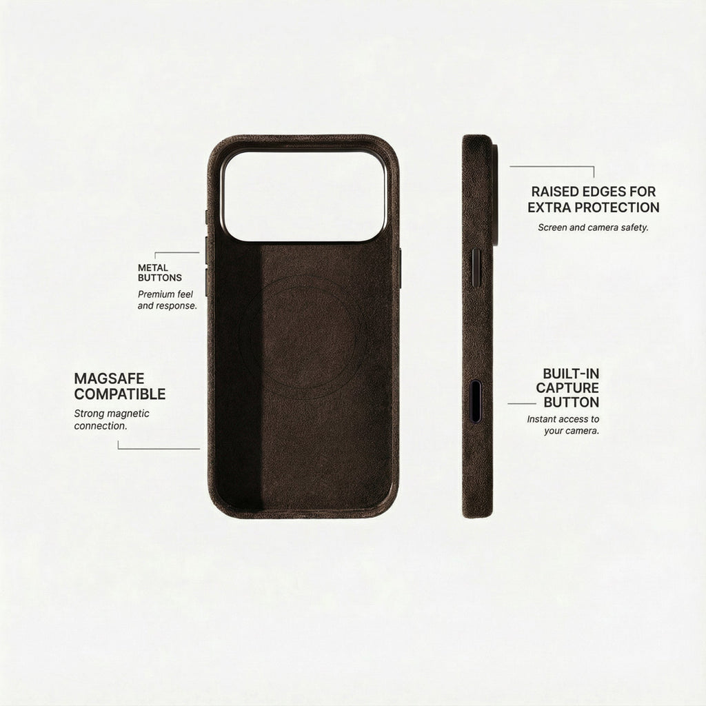 Phone Alcantara Case - Chocolate Brown
