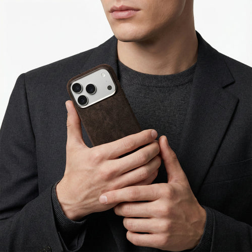 Phone Alcantara Case - Chocolate Brown