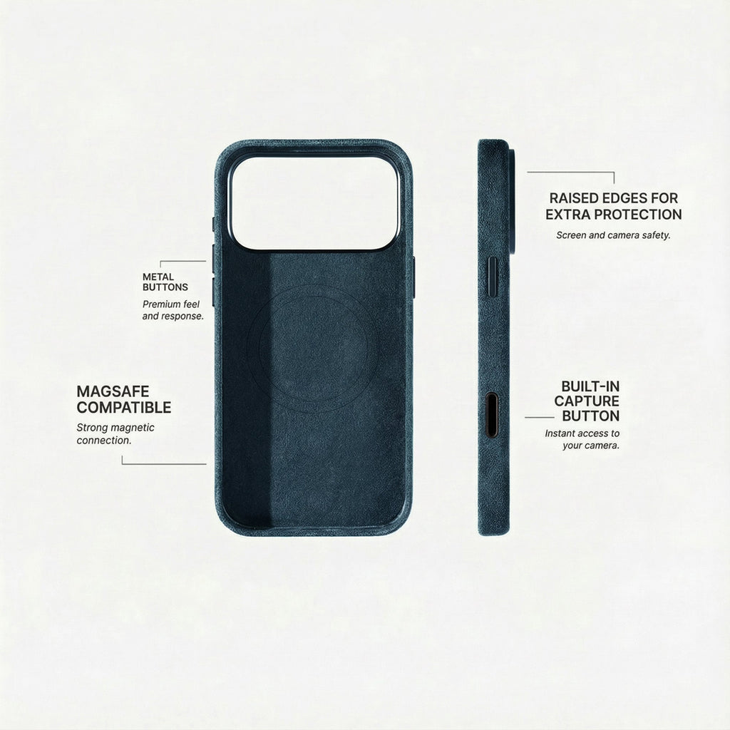 Phone Alcantara Case - Navy Blue