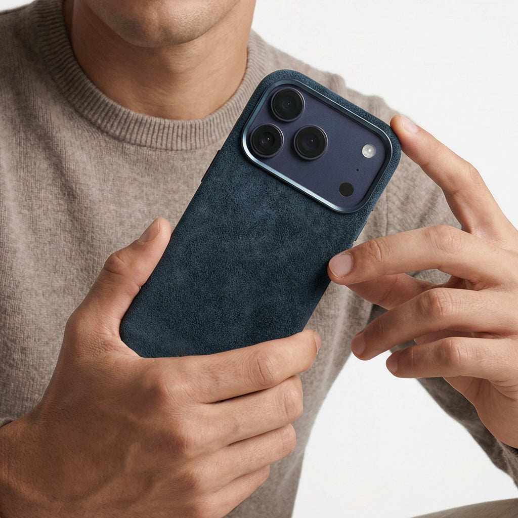 Phone Alcantara Case - Navy Blue